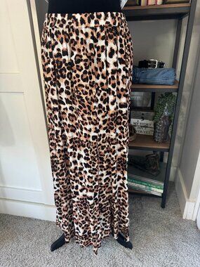 Vero Moda Leopard Print Tiered Maxi Skirt - Size M